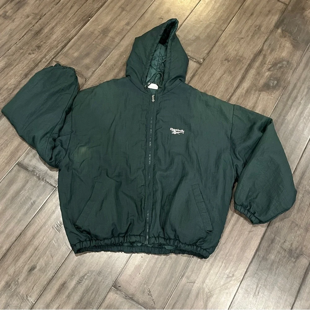 Vintage Reebok Emerald Green Embroidered Windbreaker - Size XL